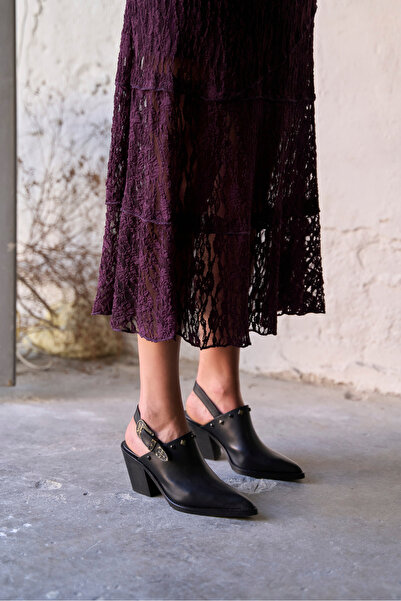 PELİN'İN AYAKKABILARI PAYNE SİYAH DERİ SANDALET