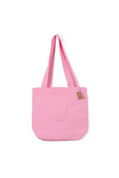BYBAGS Canvas Lined Zippered Front Pocket Bellows Lotus Pink Hand, Arm and Shoulder Bag