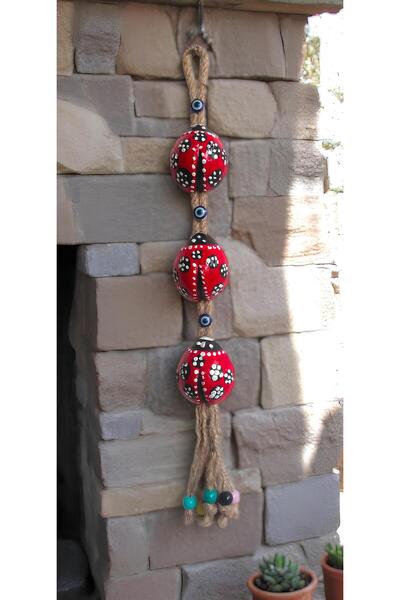 Grimsi Renkli Uğur Böceği Duvar Süsü Dekoratif Bahçe Balkon Süsü