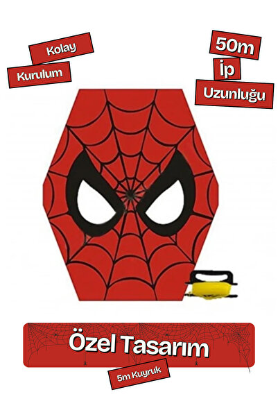 Saint Charmes Örümcek Adam Desenli Uçurtma 50 Metre Ipli Kolay Kurulumlu Çocu...