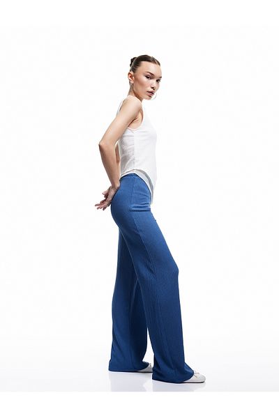 Koton Waist Lace-Up High Waist Wide Leg Wrap Comfortable Fit Pants