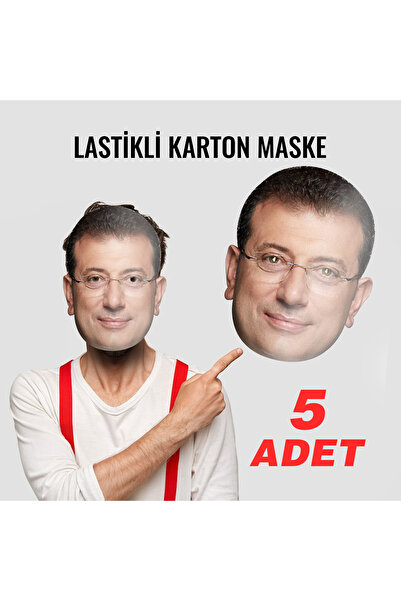 heryerehediye Ekrem Imamoğlu Karton Yüz Maskesi Lastikli Kullanıma Hazır, Kal...