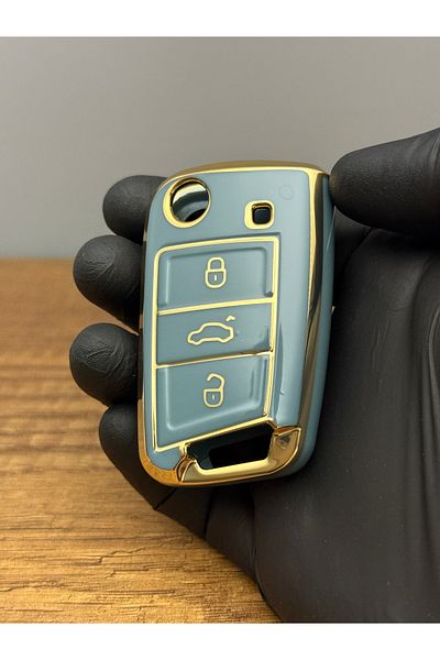 Luxe Aksesuarr Volkswagen- Skoda- Seat Mqb Protection Key Remote Silicone Nano Case Gray Color