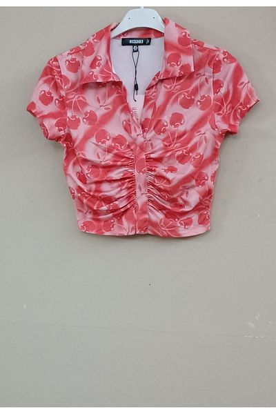 MAXLEVEL MODA Front Tie Polo Collar Crop