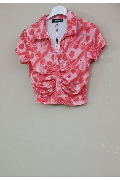 MAXLEVEL MODA Front Tie Polo Collar Crop