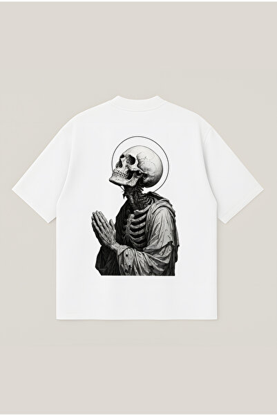 Moon Dancer Μπλουζάκι με στάμπα Pray Skeleton, Unisex, Oversize, με χοντρό ύφ...
