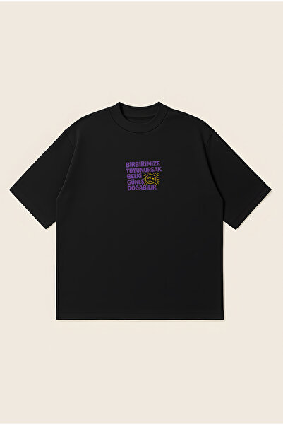 Moon Dancer Tricou unisex cu imprimeu Boxy Fit, din țesătură groasă, cu textu...