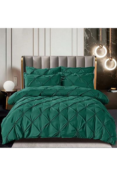 JOJO Double Bed Linen, Cotton with Pleats, 6 Pieces, 230x250cm, Green