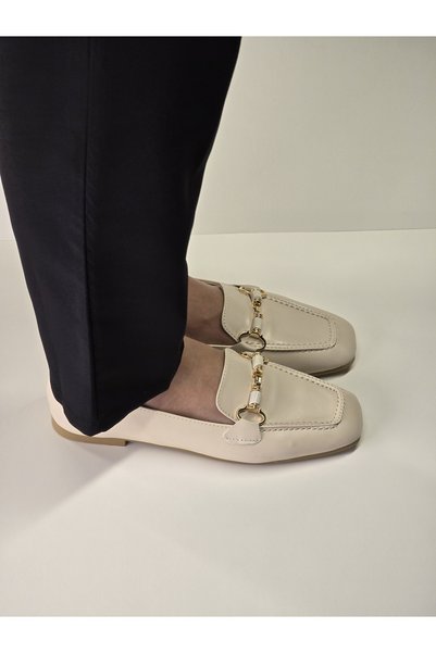 Melinta Shoes Melinta Gold Buckle Cream Women's Ballerinas