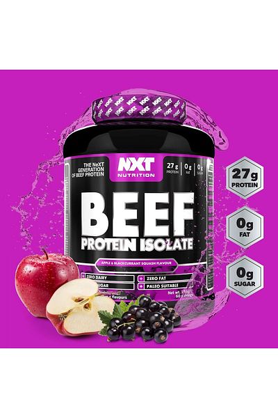 NXT Nutrition Beef Protein Isolate, Apple & Blackcurrant, 1.8 Kg, Rich In Pure Protein