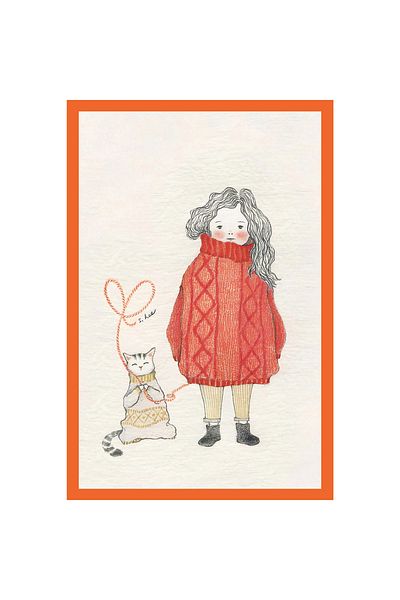 Hi Kami Cute Cat Illustration Postcards and Gift Note Cards |   10 X 15cm