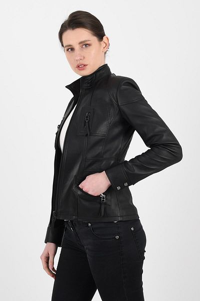 ALİN Melody Women's Black Fit Genuine Leather Jacket Size Measurements Visually