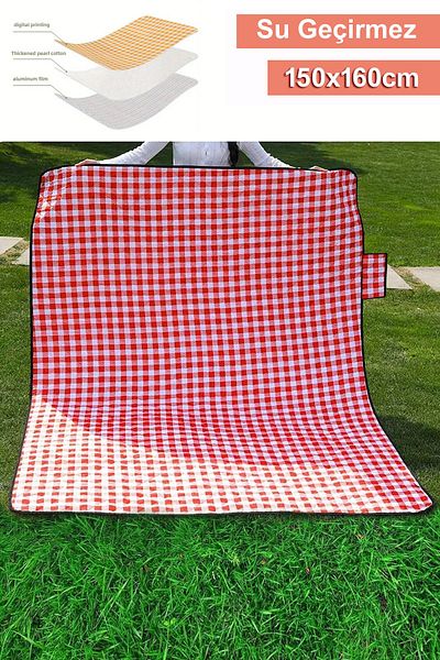 Bundeba Picnic Mat Waterproof Self Bag 150X160 cm Camping Type Picnic Floor Cushion Quilted Fiber