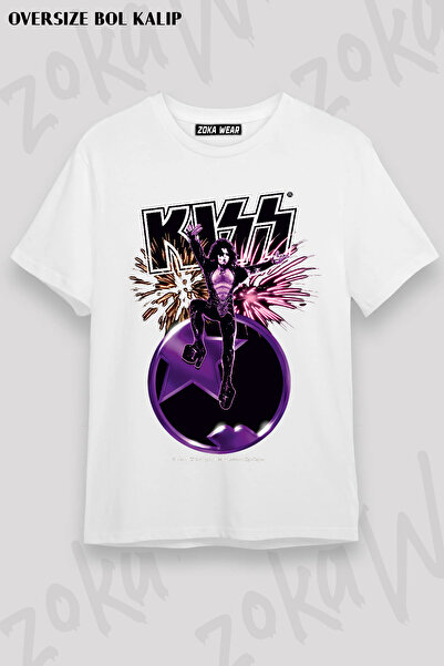 ZOKAWEAR Tricou cu imprimeu unisex Kiss Band Starchild Design Loose Fit