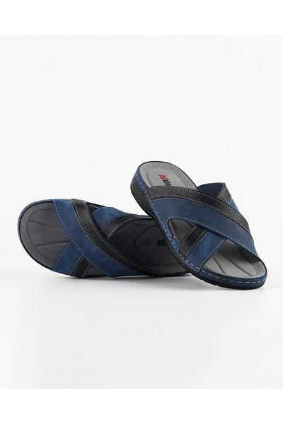 Tigerline Daily Men's Navy Blue Slippers Spring Summer Seasons Orthopedic Sole