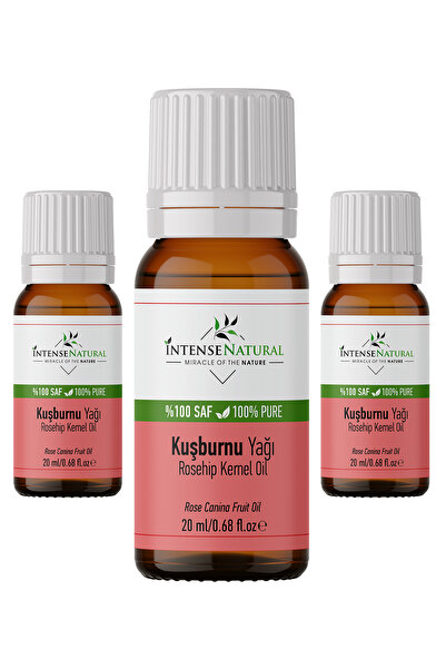 İntense Natural Kuşburnu Çekirdeği Yağı Soğuk Sıkım 20 ml X 3 %100 Saf Ve Doğ...