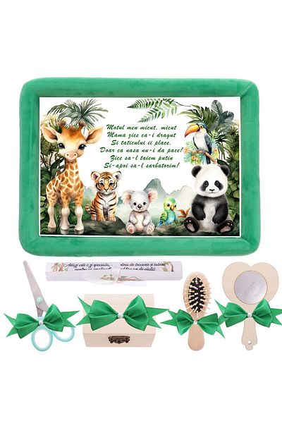 Recostore Tavita mot baieti, aniversare 1 an, Jungla Safari, 7 piese, 34x25 cm, Recostore , REC5011/26