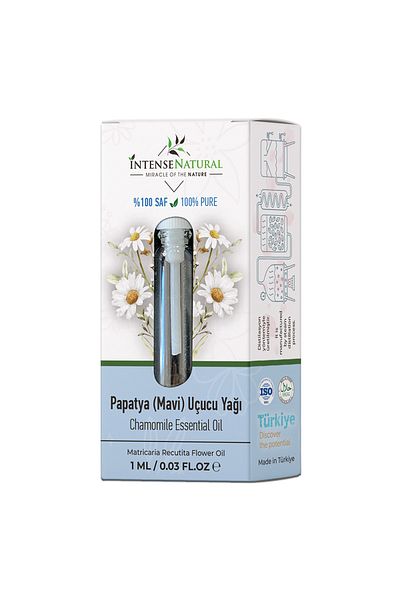 İntense Natural Blue Chamomile Essential Oil - 100% Natural and Pure Chamomile Essential Oil, 1 ml