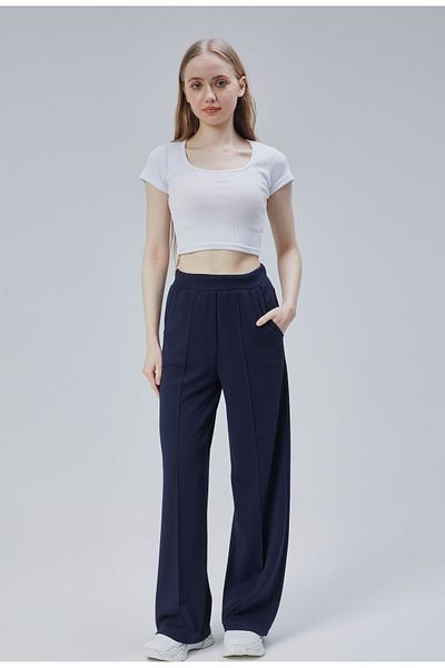 Symirna High Waist Oversize Wide Leg Women's Trousers with Pockets
