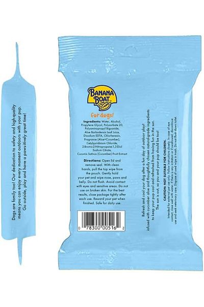 Banana Boat Cooling And Refreshing Sun Wipes For Dogs, Cucumber Aloe - 50 Ct