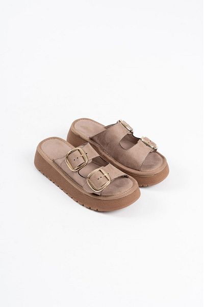 marceline Women's Mink Suede Buckle Women's Orthopedic Sole Platform Slippers Sandals