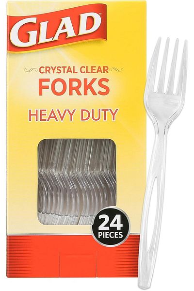 Glad Crystal Clear Plastic Forks, 24 Count - Clear And Heavy Duty Plastic Forks