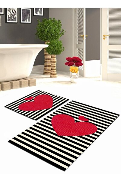 Ardizayn Heart Patterned, Non-Spill Organic Cotton Woven Base 2-Piece Toilet Seat Set