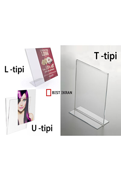 Bestekran A5 T-tipi Yatay Pleksi Şeffaf Föylük Menü Broşür Etiket Fotoğraflık Albüm Stand Sehpa