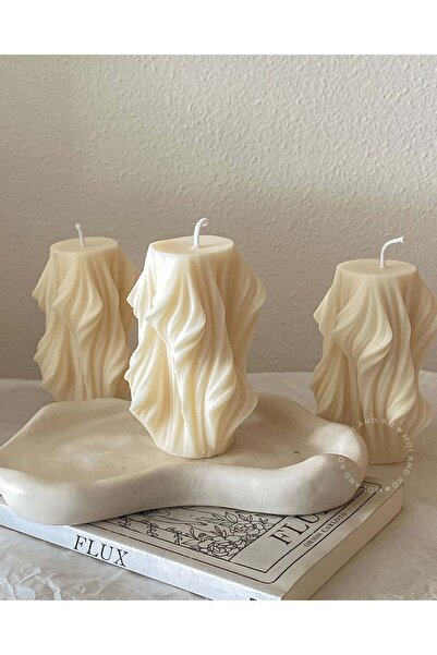SCA CANDLE Dekoratif Mum Dalga model Kırık Beyaz Renk 12x9 Cm Tekli Ürün Mode...