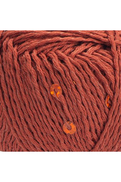Yarnart Cotton Gold Paillettes Brick Color 7117 Sparkling Sequin Hand Knitting Yarn