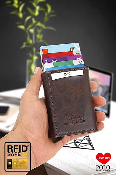 POLOGRAND London Original Automatic Mechanism Boxed Rfid Protection Anti-Theft Wallet with Money & Card Holder