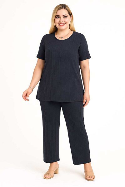 MODA Women's Plus Size Tunic Bottom Top Pajamas Set