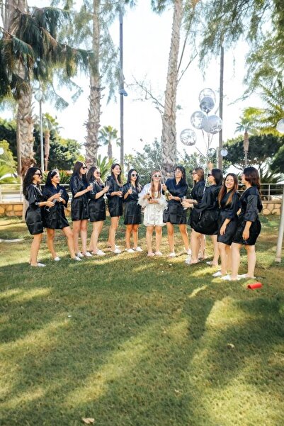 Lasilla 3 Pieces Bridesmaid Written Black Color Bridesmaid Dressing Gown, Bridesmaid Dressing Gown