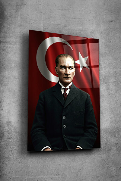 Alcor Atatürk Cam Tablo - Portre - Cam Tablo - Duvar Dekoru - Atatürk Portres...