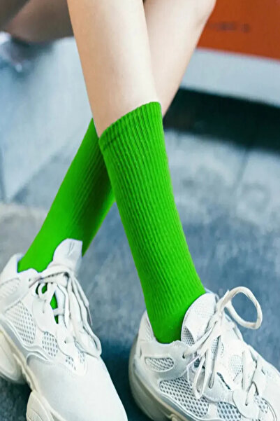 Esinti 6 Çift Unisex Neon Renkli Soket Çoraplar Uzun Desensiz Karışık Renk Çorap Seti 6 Adet