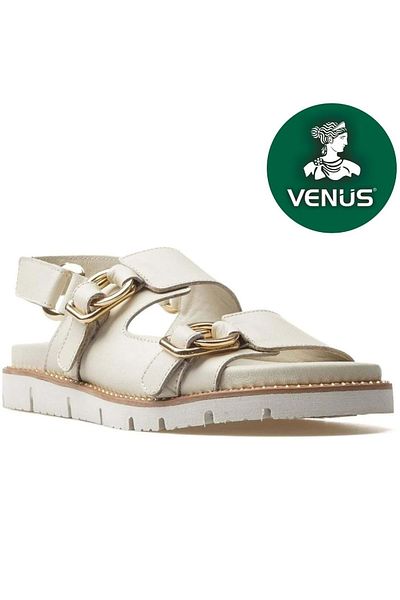 Venüs Lagos Genuine Leather Comfort Orthopedic Women's Sandals Beige