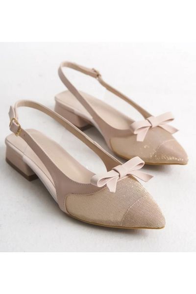 KOCAMANLAR Feles Bow Lace Detailed Open Back Women's Ballerina Shoes Ten