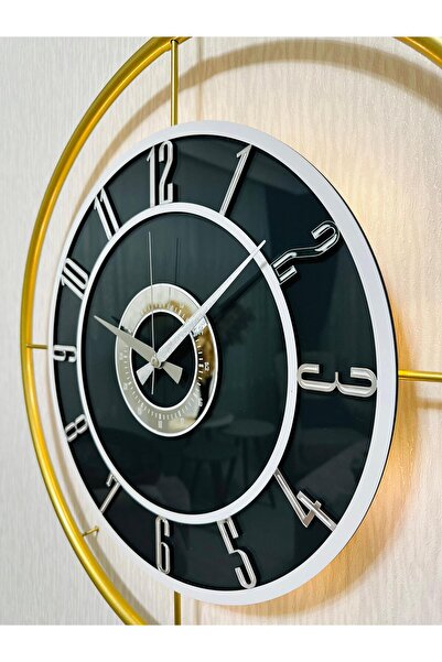 Pey Aksesuar Metal Camlı Duvar Saati (60X80 CM BÜYÜK BOY) Işıklı Gerçek Cam G...