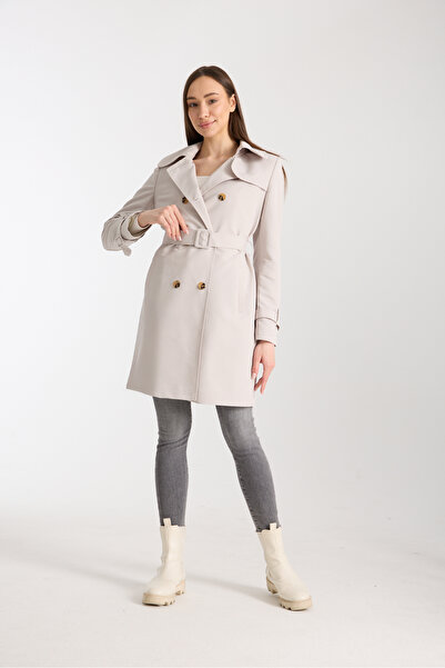 Soydan Güner Su Itici Özellikli Kırışmaz Kumaş Trençkot Taş 5840