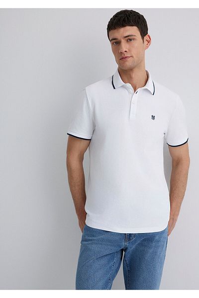 Mavi Weißes Polo-T-Shirt - Streifendetail, Slim Fit, Slim Fit066039-620