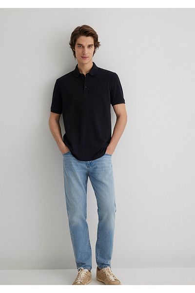 Mavi Schwarzes Polo-T-Shirt Slim Fit / Schmaler Schnitt 063247-900
