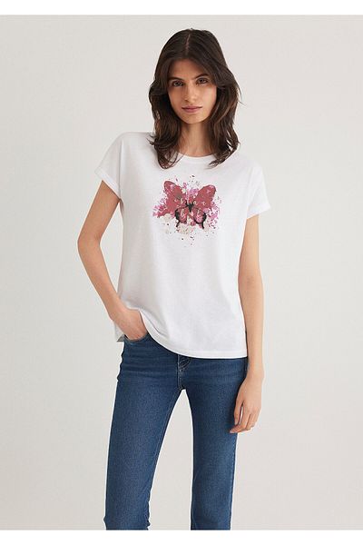 Mavi WhiteIstanbulT-shirt - Butterfly Print,RegularFit 167576 -620