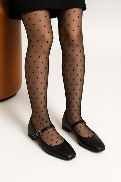 BirEylül Shoes Kadın Siyah Deri Tokalı Babet