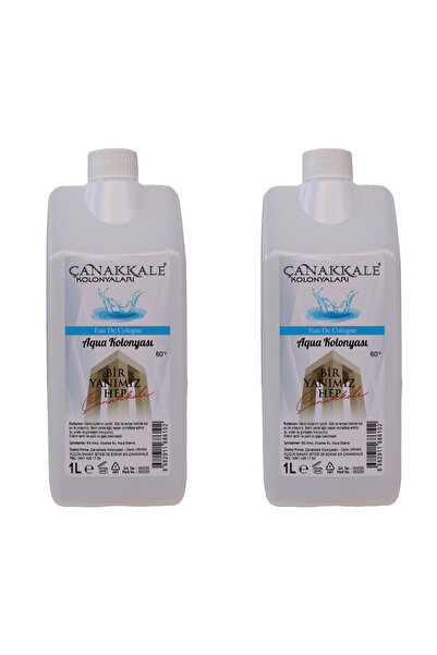 ÇANAKKALE kolonyaları (Şeffaf Renksiz) - 2 Adet Aqua (OKYANUS) Kolonyası - Litrelik - Korumalı Kapak - Yeni Model