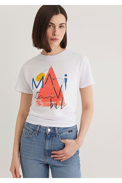 Mavi Tričko White Triangle PrintedIstanbul -RegularFit 168892 -620
