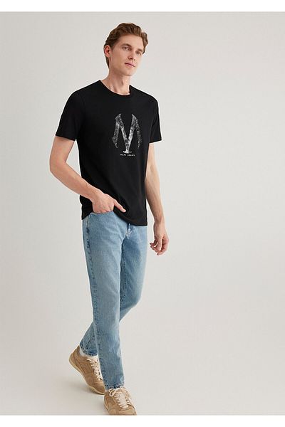 Mavi Seal Logo Printed Black T-Shirt Slim Fit / Slim Fit 0611023-900