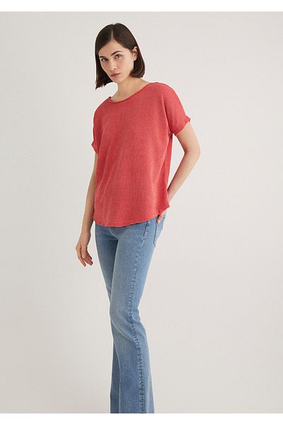 Mavi Texturált rózsaszín póló Oversize / Wide Cut 167311 -71102