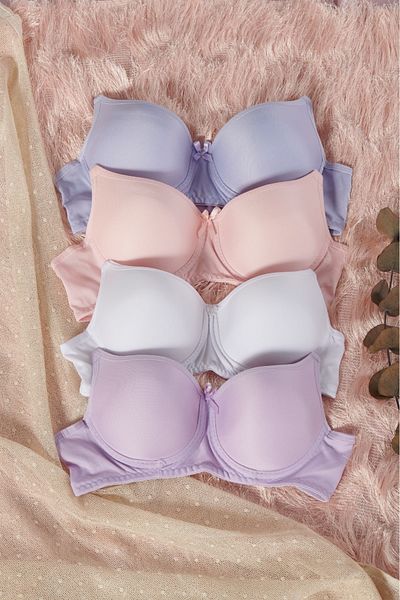 CHC Chocho Women's Underwire Unpadded 4-Piece Bra Set