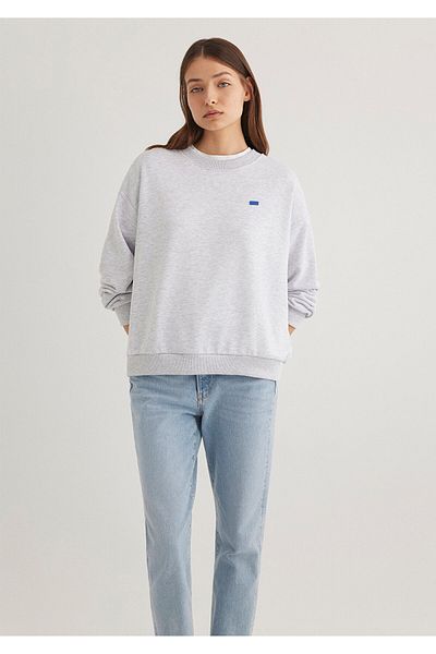 Mavi Základní šedá mikina Crew Neck 1S10087-80196