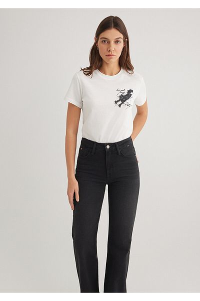 Mavi Tricou alb cu imprimeu pisică Slim Fit / Slim Fit1612233-70057